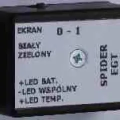 SPIDER EGT KOMPARATOR, urządzenie z oznaczeniami "EKRAN 0-1", "BIAŁY", "ZIELONY", "+LED BAT", "-LED WSPÓLNY", "+LED TEMP.".
