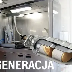 Regeneracja filtra cząstek stałych w specjalistycznej komorze. Widoczny przekrój elementu.