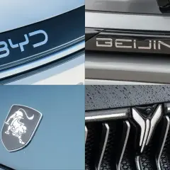 Logo BYD, BEIJING, chińskie marki aut z lwem i logo z ptakiem.