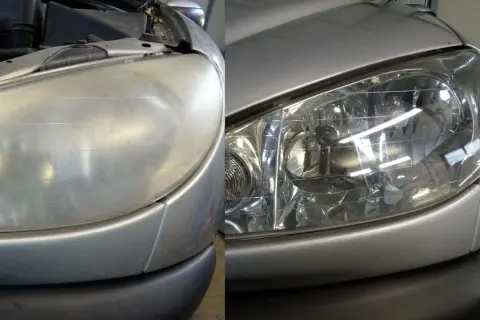 Przed i po: matowe lampy samochodowe odzyskują blask. Zastanawiasz się, ile trwa polerowanie lamp? Efekt mówi sam za siebie!
