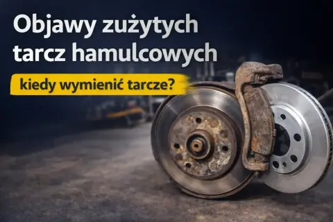Objawy zużytych tarcz hamulcowych i kiedy je wymienić. Widoczne są stare, zardzewiałe i nowe tarcze hamulcowe.