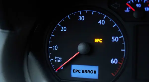 Kontrolka EPC świeci się na desce rozdzielczej Skoda Fabia, sygnalizując błąd.