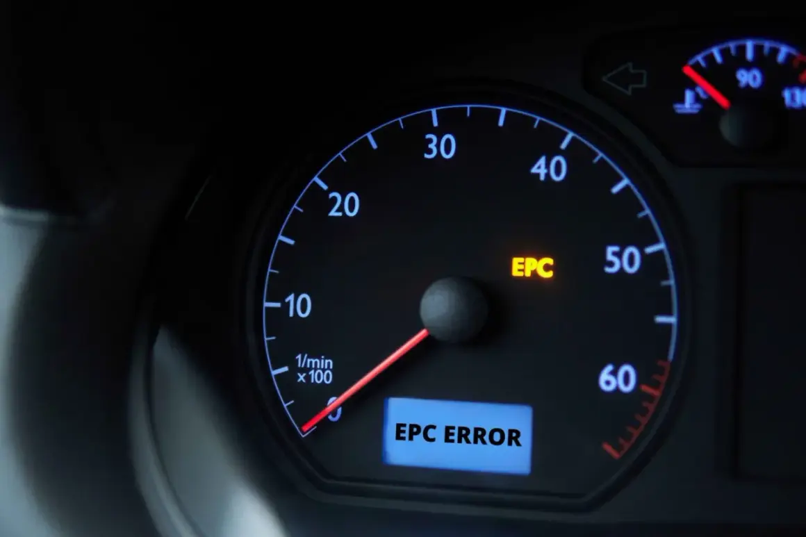 Kontrolka EPC świeci się na desce rozdzielczej Skoda Fabia, sygnalizując błąd.
