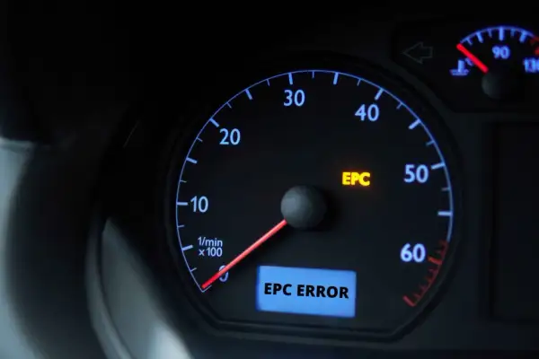 Kontrolka EPC świeci się na desce rozdzielczej Skoda Fabia, sygnalizując błąd.